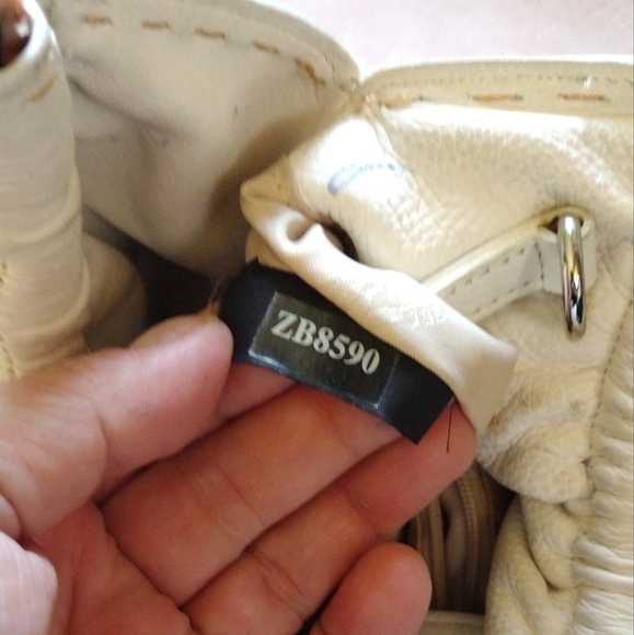 🤍 Vintage Fossil Chalk White Pebbled Leather Mini Hobo Handbag Woven Handles - Picture 9 of 10